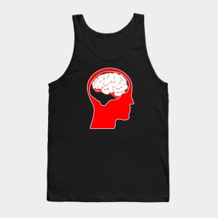 Look Forward, Think Back - Reversed Brain - red white Tank Top